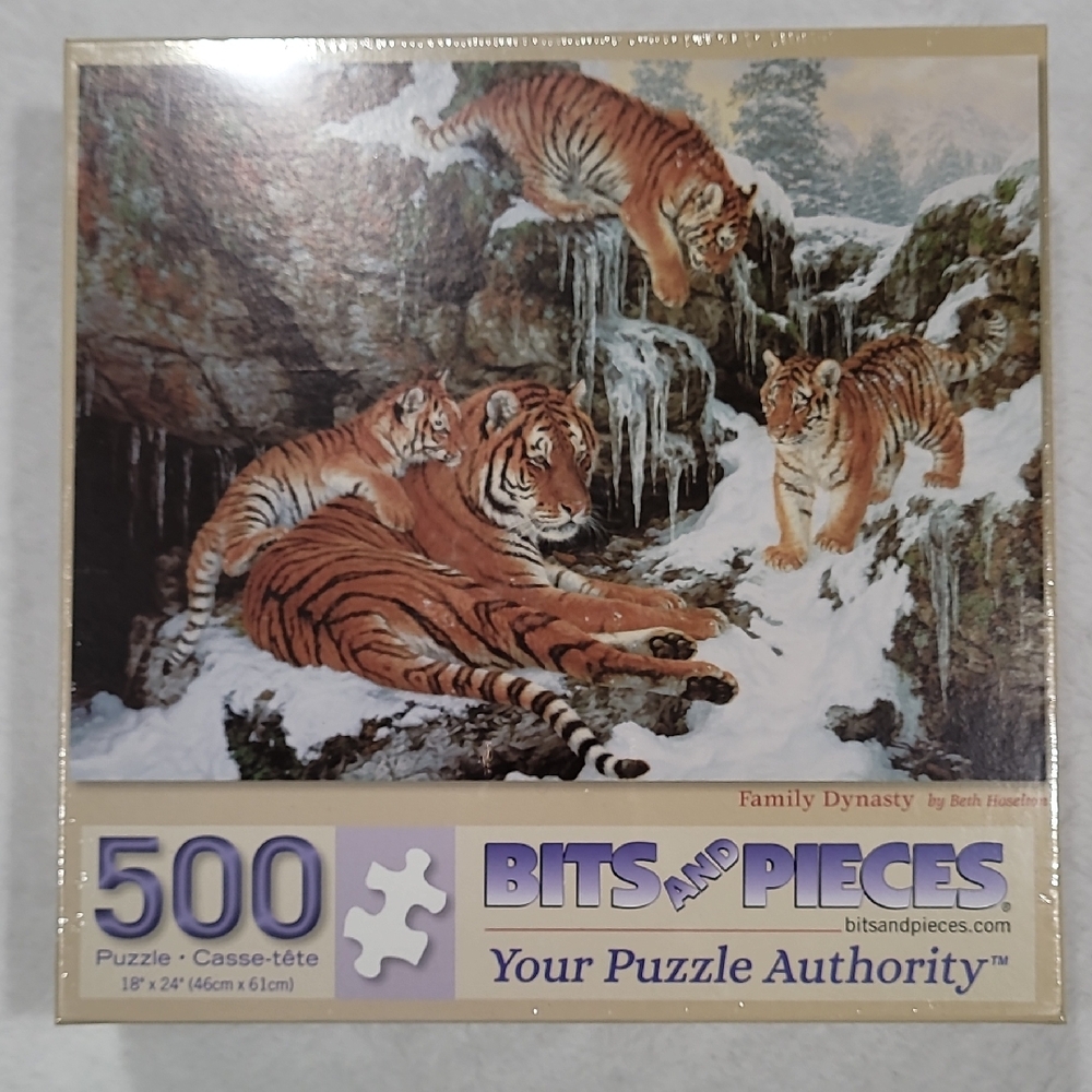 New/Sealed Bits and Pieces 500 Piece "Family Dynasty" Tiger Jigsaw Puzzle